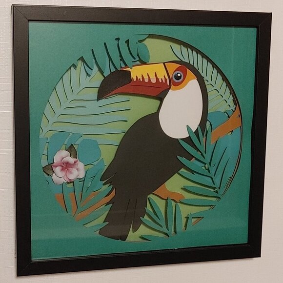 CHEERFUL Kirigami 3d Paper Art Toucan Hand Made - Picture 1 of 4